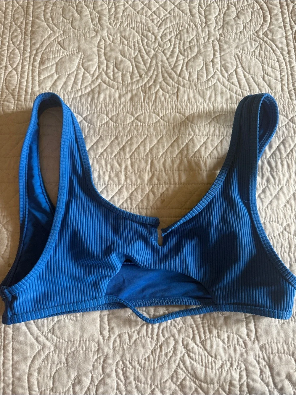Frankie’s Blue Ribbed Women’s Two-Piece Swim Bikini Set- Top (M) Bottoms (L)